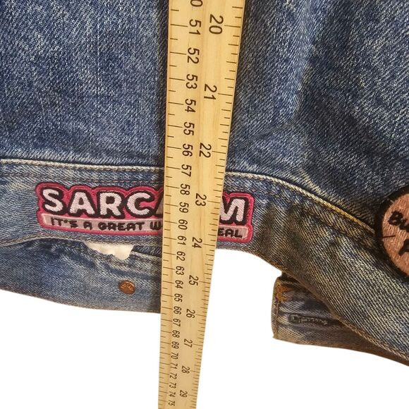 Vintage MTV American Eagle Sz S Denim Daria Patch Accent Distressed Jacket  90s - Picture 12 of 16